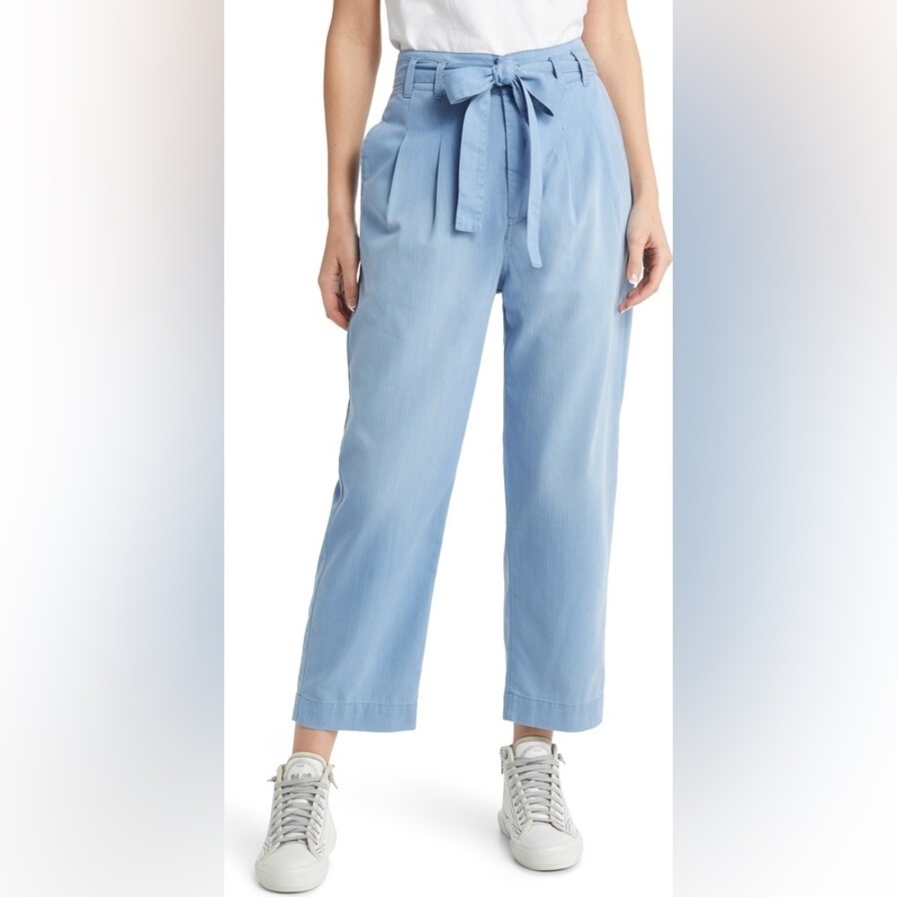NWT The Great The Statesman Chambray Trouser Light Blue Relaxed Fit Pants Sz 27